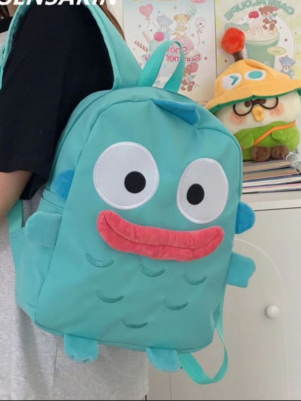 Playful Turquoise Kids Monster Backpack - Cute Character Bag
